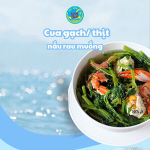 Cua gạch/thịt nấu rau muống